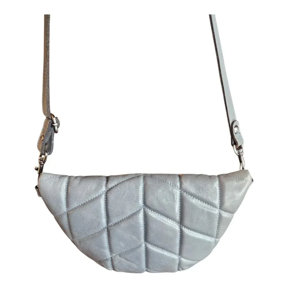 Patricia Nash Tinchi Belt Bag Quilted Nappa Leather, Blue w Authenticy Tag